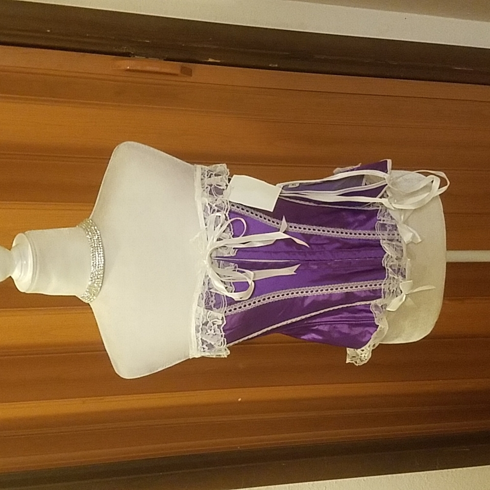 DAISY PURPLE AND WHITE SATIN AND LACE CORSET